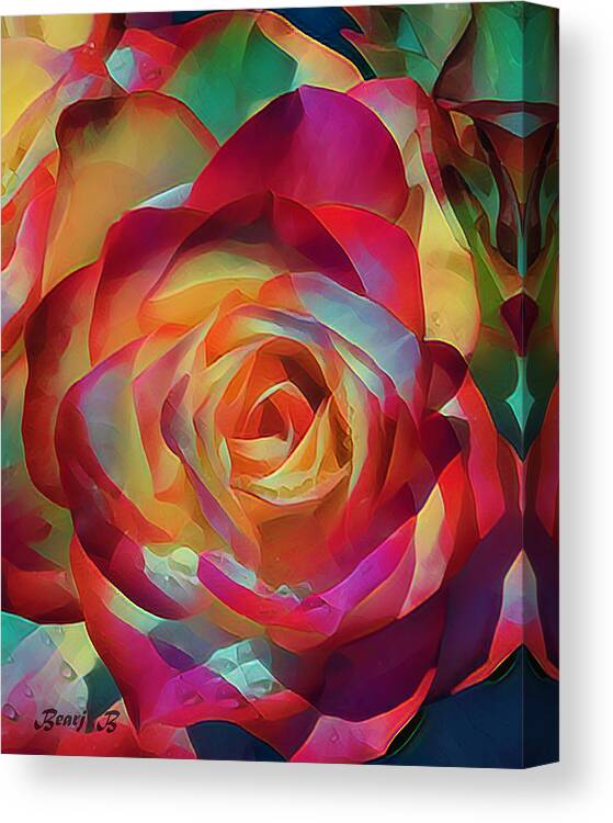 Roses Canvas Print featuring the photograph Jazzed-up Rose by Bearj B Photo Art