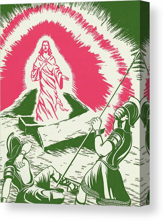 Adult Canvas Print featuring the drawing Jesus Rising from a Tomb by CSA Images