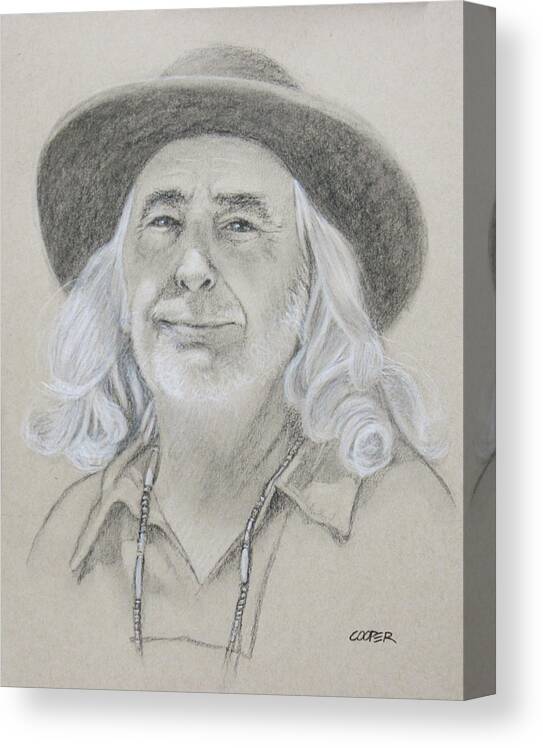 Portrait Canvas Print featuring the drawing John West by Todd Cooper