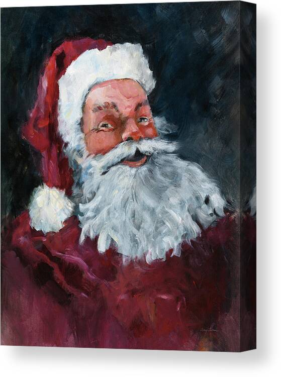 Beards Canvas Print featuring the painting Jolly Santa by Avery Tillmon