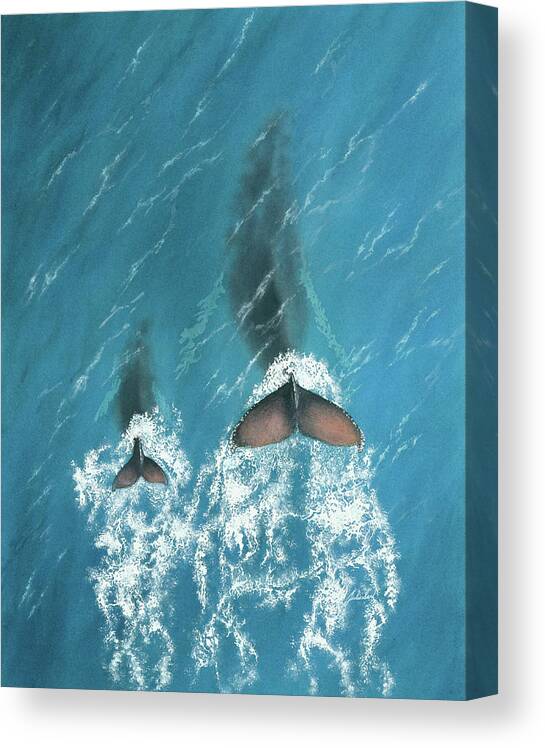 Whale Canvas Print featuring the painting Journey of Love by Julie Senf