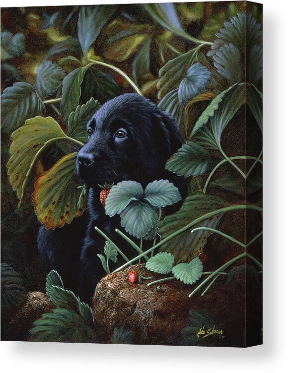 Puppy In Plants
Dog Canvas Print featuring the painting Js35/c by John Silver