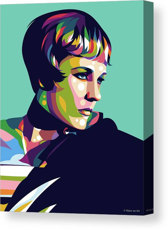 Julie Andrews Canvas Print featuring the digital art Julie Andrews by Movie World Posters