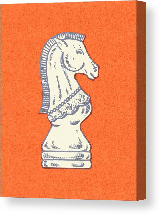 Campy Canvas Print featuring the drawing Knight Chess Piece by CSA Images