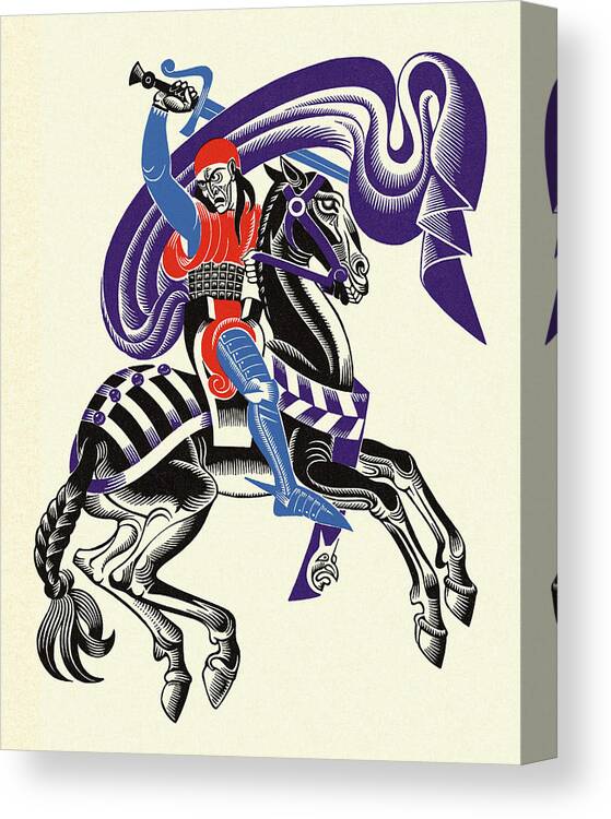 Animal Canvas Print featuring the drawing Knight on a Horse by CSA Images
