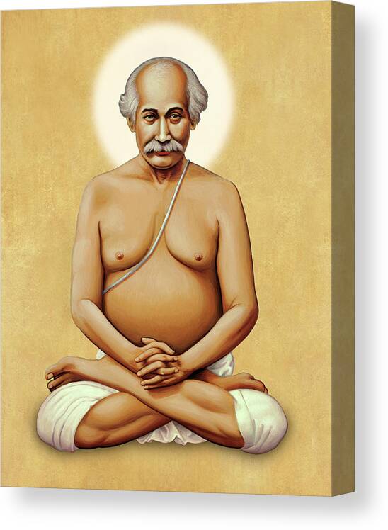 Yoga Canvas Print featuring the painting Lahiri Mahasaya on Gold by Sacred Visions