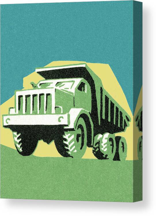 Automotive Canvas Print featuring the drawing Large Dump Truck by CSA Images