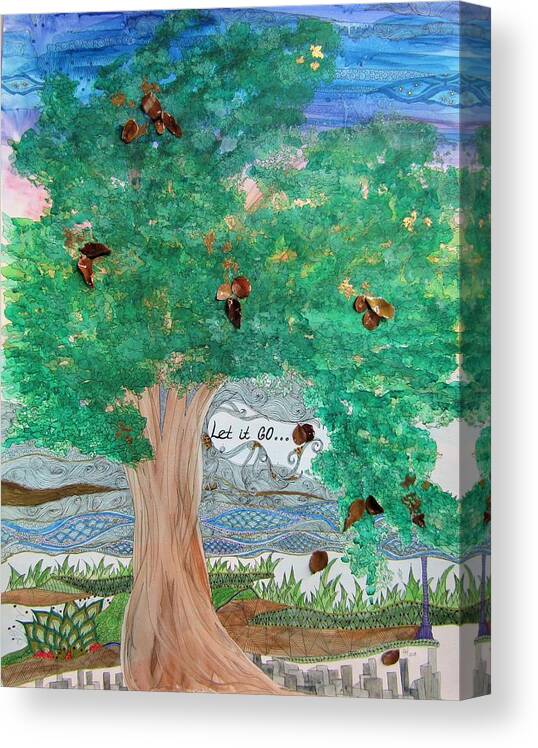 Tree Canvas Print featuring the painting Let It Go by Anita Hillsley