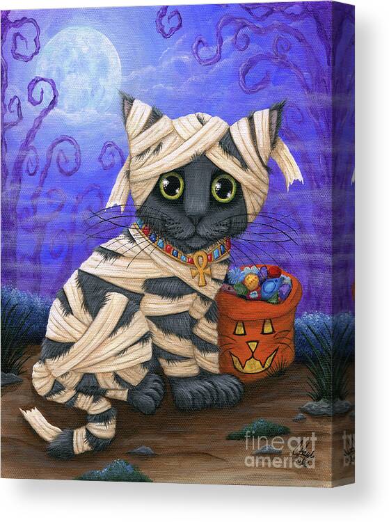 Lil Mummy Kitten - Halloween Cat - Russian Blue Canvas Print / Canvas Art  by Carrie Hawks - Pixels