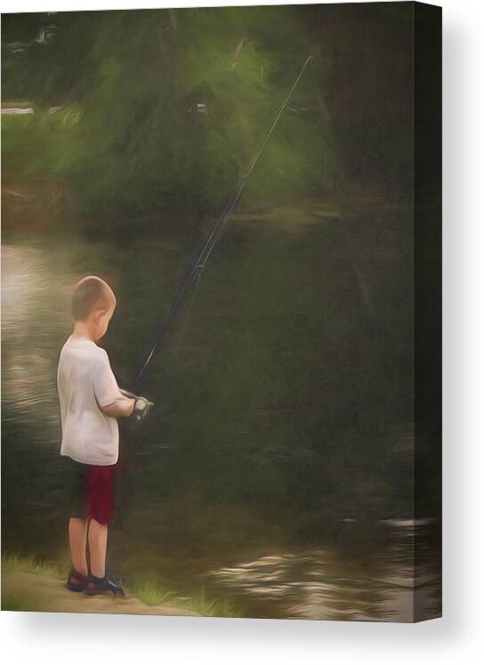 Fishing Canvas Print featuring the photograph Little Boy Fishing by Jason Fink