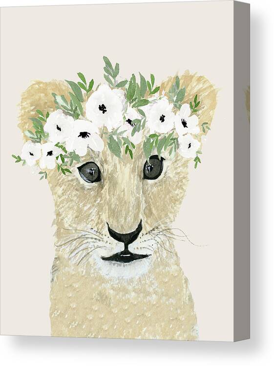 Little Canvas Print featuring the painting Little Lion by Lucille Price