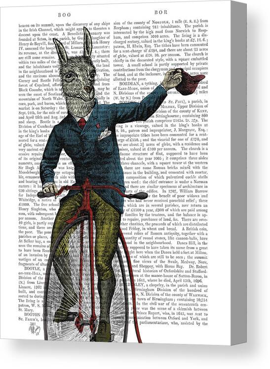 Steampunk Canvas Print featuring the painting Llama On Bike by Fab Funky