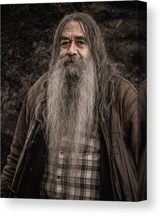 Model Canvas Print featuring the photograph Long Beard Man by Noureddin Abdulbari