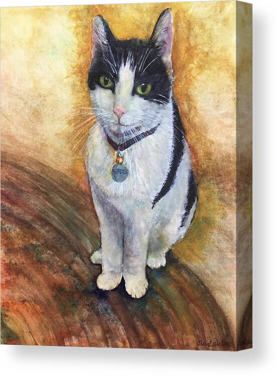 Cat Canvas Print featuring the painting Lucifee by Cheryl Wallace