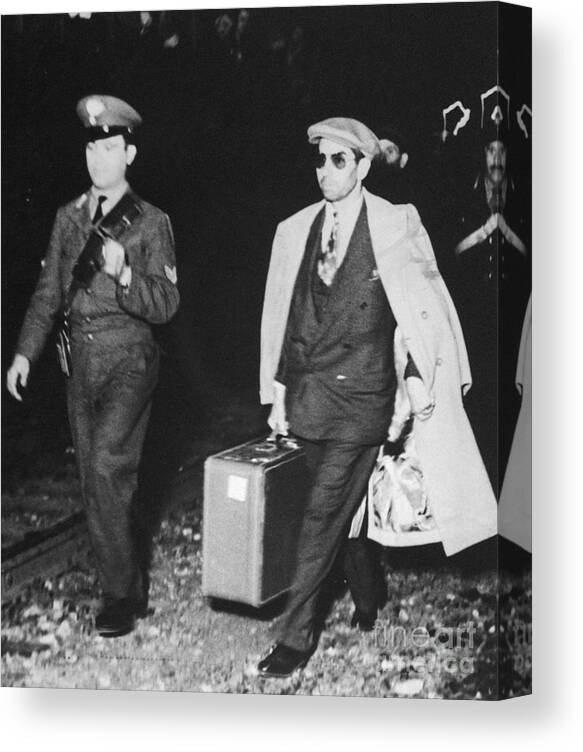 People Canvas Print featuring the photograph Lucky Luciano Walking With Italian by Bettmann