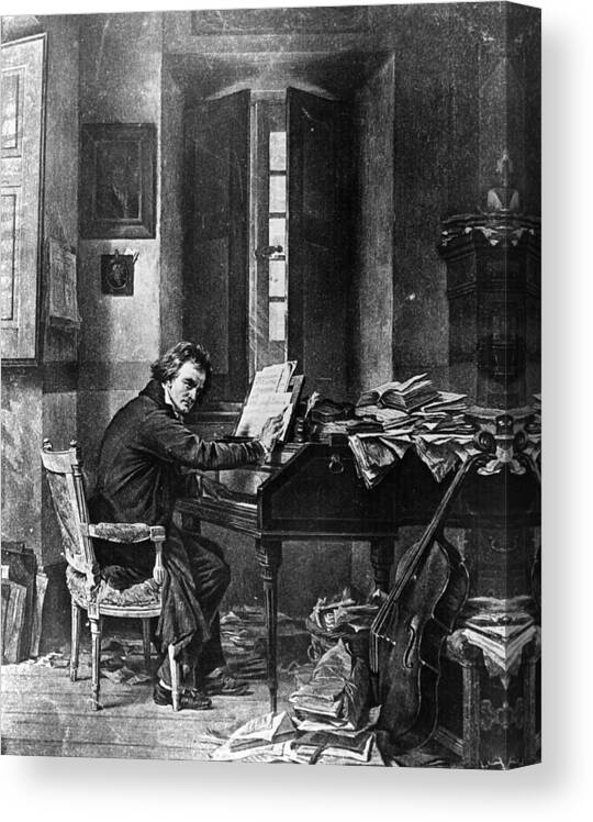 Piano Canvas Print featuring the digital art Ludwig Van Beethoven by Three Lions