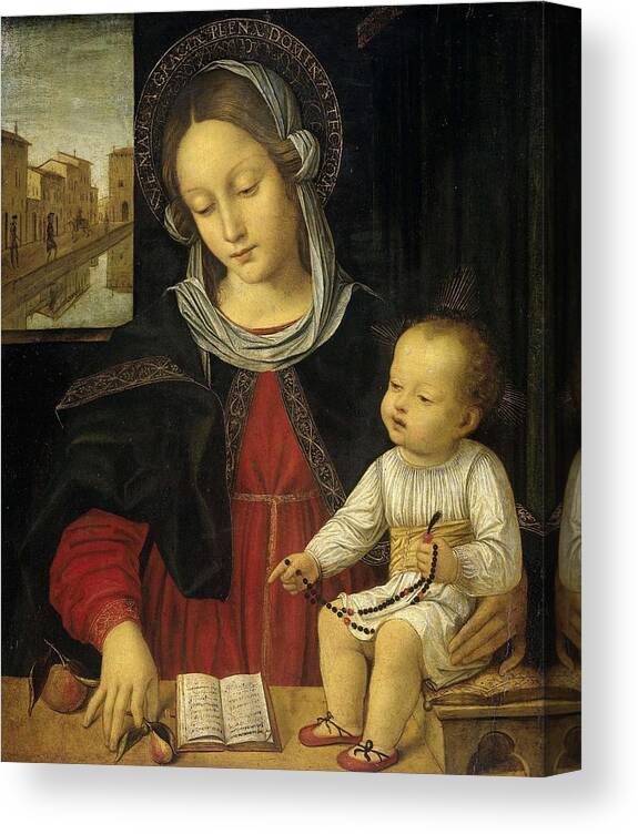 Borgognone Canvas Print featuring the painting Madonna and Child. by Borgognone