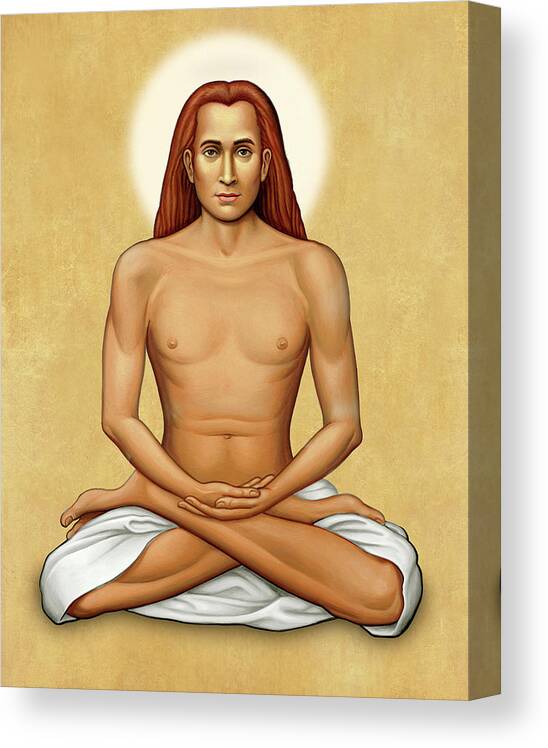 Yoga Canvas Print featuring the painting Mahavatar Babaji on Gold by Sacred Visions