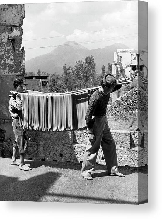Pasta Canvas Print featuring the photograph Making Pasta by Alfred Eisenstaedt