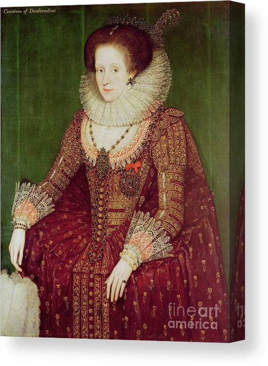 Scottish Aristocracy Canvas Print featuring the painting Margaret Hay, Countess Of Dunfermline by Marcus Gheeraerts
