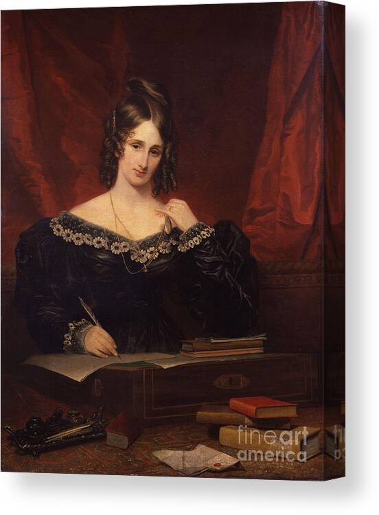 Oil Painting Canvas Print featuring the drawing Mary Shelley, 1831 by Heritage Images