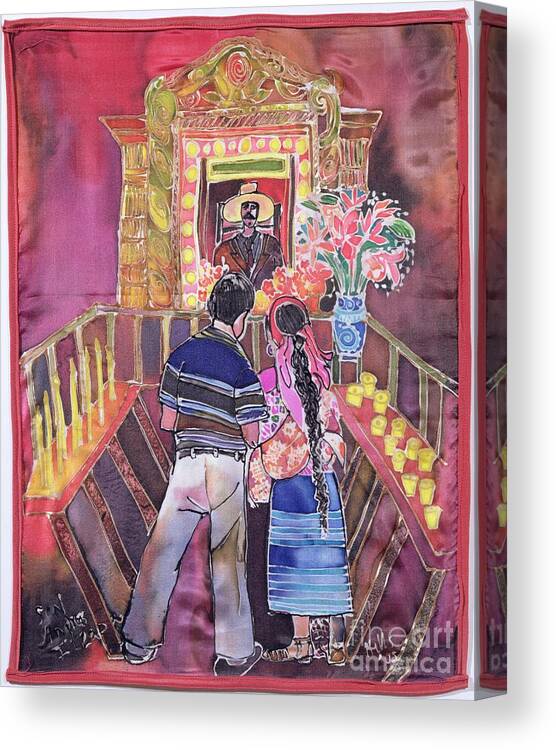 Contemporary Art Canvas Print featuring the painting Mayan Couple, 2005 by Hilary Simon