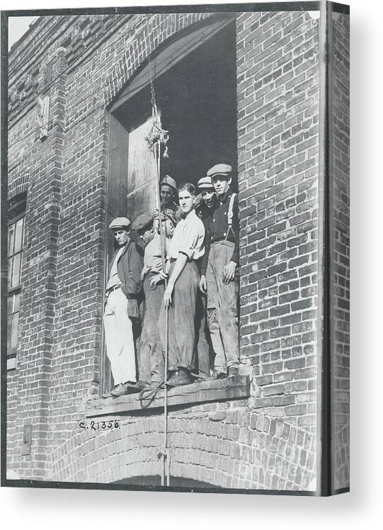 People Canvas Print featuring the photograph Men Being Quarantined by Bettmann