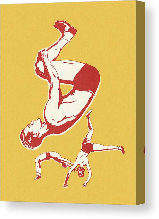 Agile Canvas Print featuring the drawing Men Performing Gymnastics by CSA Images