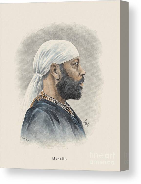 Engraving Canvas Print featuring the digital art Menelik II 1844-1913, Emperor by Zu 09