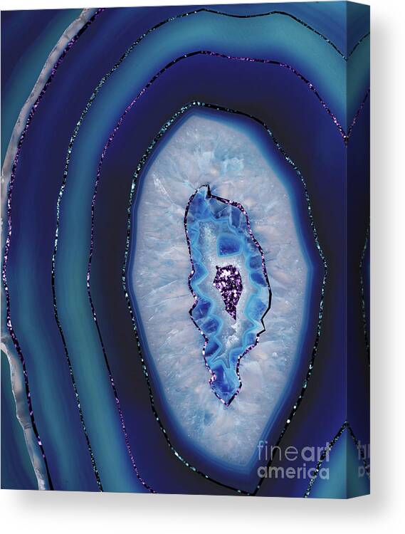 Color Canvas Print featuring the mixed media Mermaid Agate with Purple Blue Glitter #1 #gem #decor #art by Anitas and Bellas Art