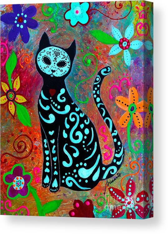 Cat Canvas Print featuring the painting Mi Gato Dulce by Pristine Cartera Turkus