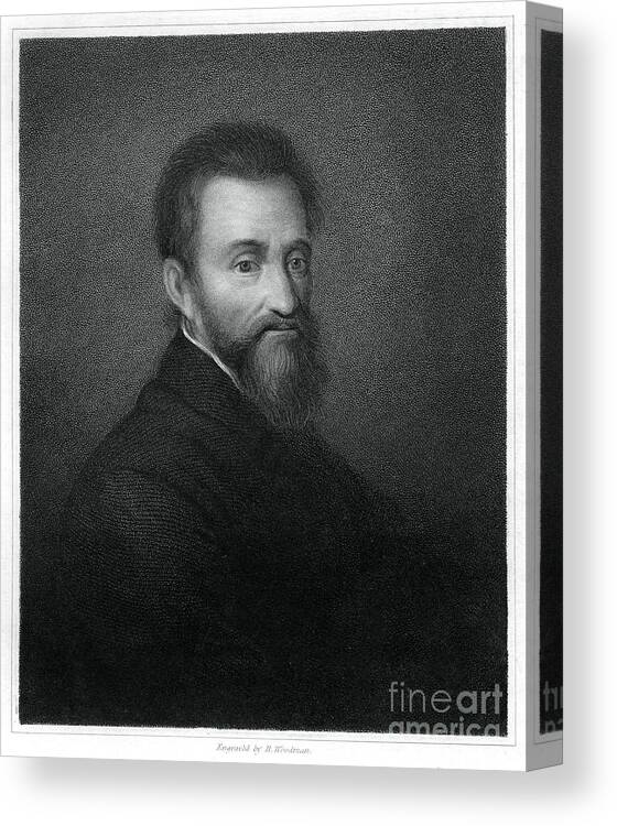 Artist Canvas Print featuring the drawing Michelangelo, Italian Renaissance by Print Collector