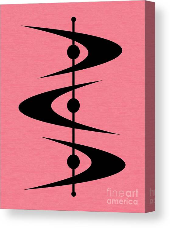  Canvas Print featuring the digital art Mid Century Shapes 3 in Pink by Donna Mibus