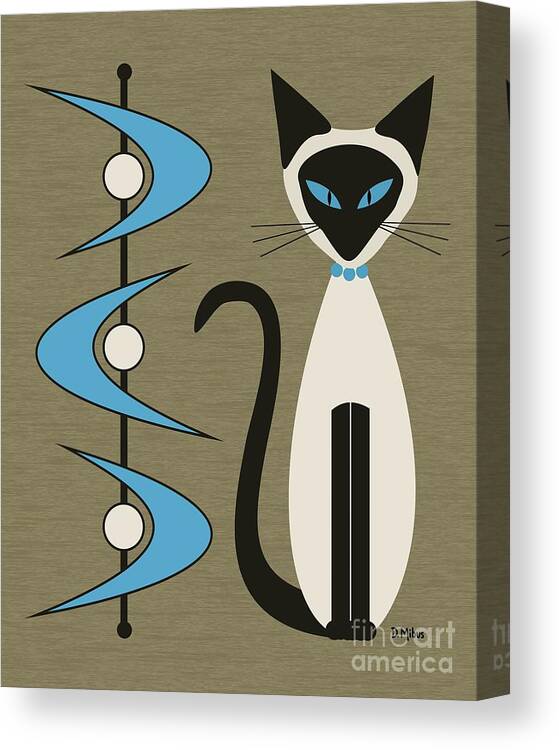 Mid Century Modern Canvas Print featuring the digital art Mid Century Siamese with Boomerangs by Donna Mibus