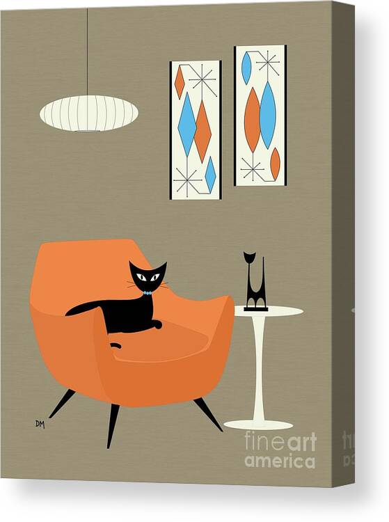  Canvas Print featuring the digital art Mini Gravel Art Orange Chair by Donna Mibus