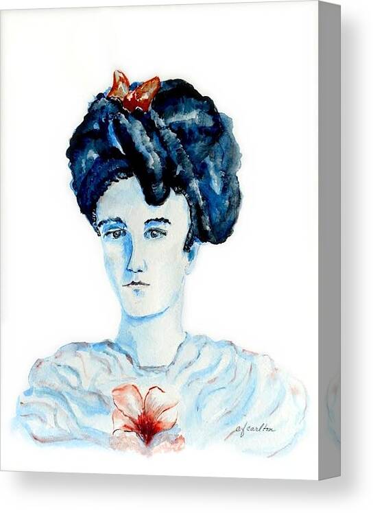 Blue-grey Canvas Print featuring the painting Gibson Girl - Watercolor by Claudette Carlton