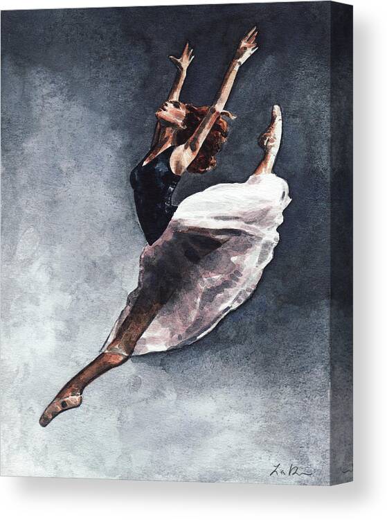 Misty Copeland Canvas Print featuring the painting Misty Copeland Leap by Laura Row