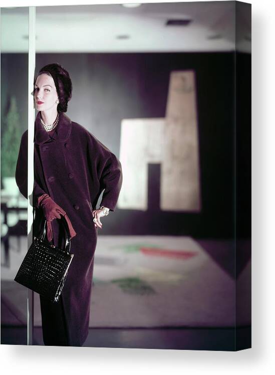 Fashion Canvas Print featuring the photograph Model In A Lilli Ann Coat by Horst P. Horst
