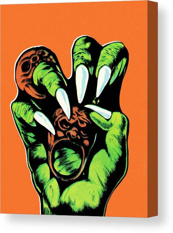 Afraid Canvas Print featuring the drawing Monster hand by CSA Images