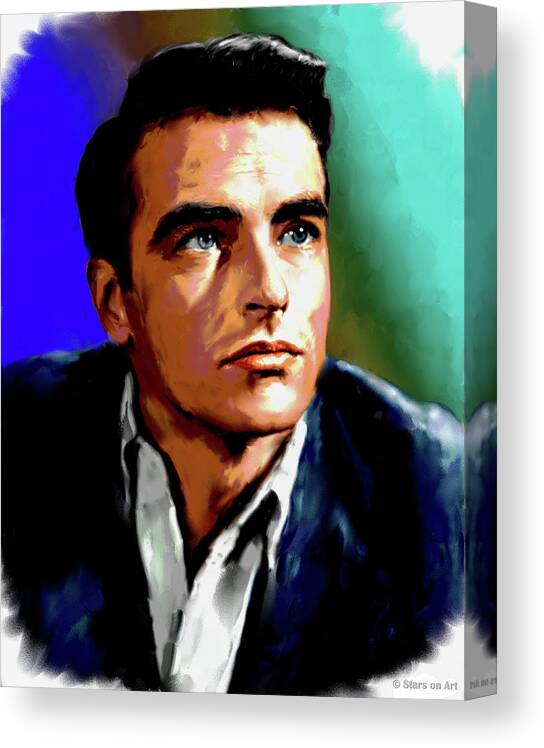 Bio Canvas Print featuring the painting Montgomery Clift painting -bio by Movie World Posters