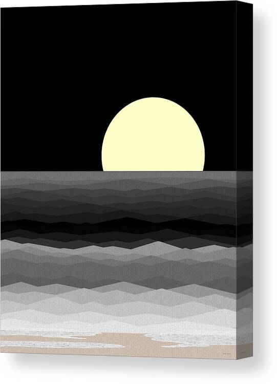 Moonrise Surf Canvas Print featuring the digital art Moonrise Surf by Val Arie