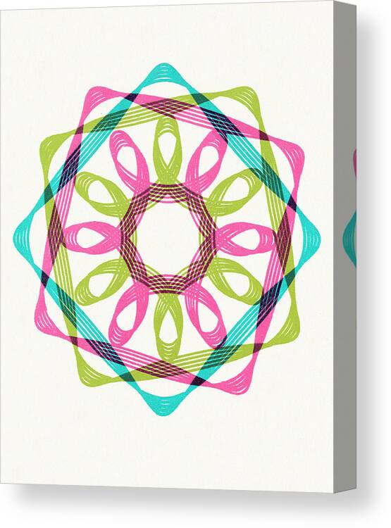Accent Ornament Canvas Print featuring the drawing Multi Color Flower and Boxes by CSA Images