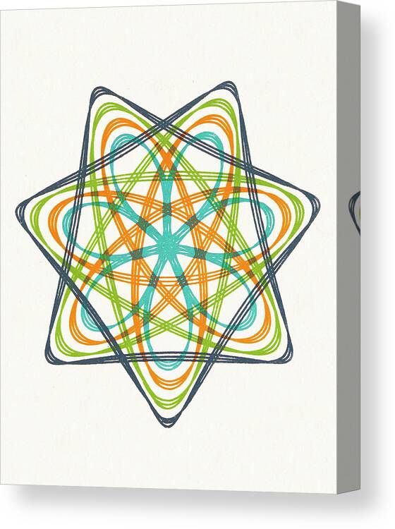 Accent Ornament Canvas Print featuring the drawing Multicolor Flower Shape Line Drawing by CSA Images