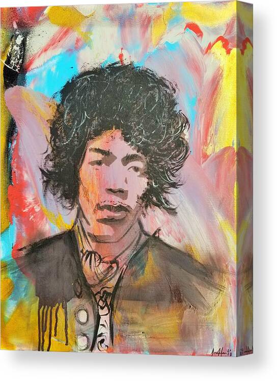 Jimi Hendrix Canvas Print featuring the painting Music doesnt lie by Jayime Jean