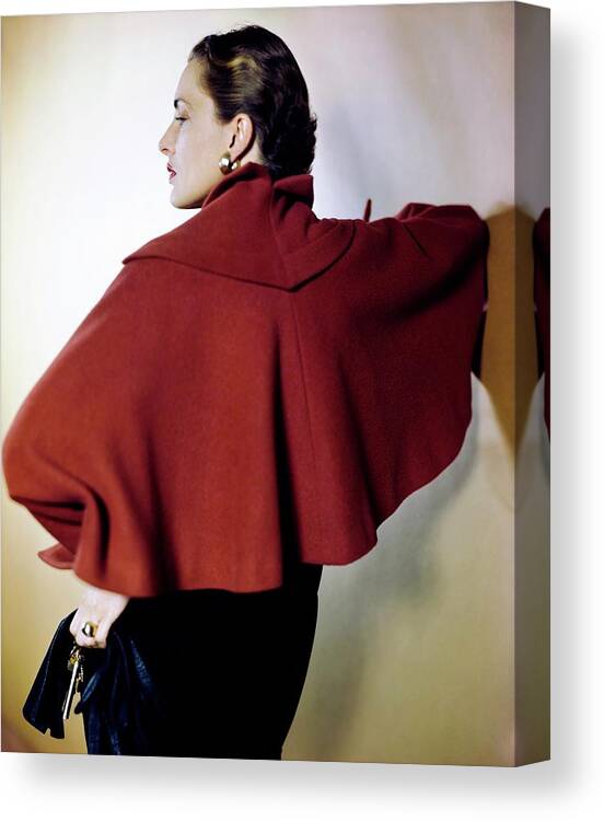 Fashion Canvas Print featuring the photograph Nancy Hawks In A Trigere Coat by Horst P. Horst