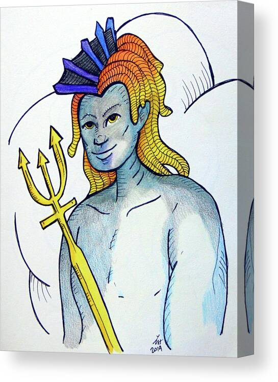 Neptune Canvas Print featuring the drawing Neptune by Loretta Nash