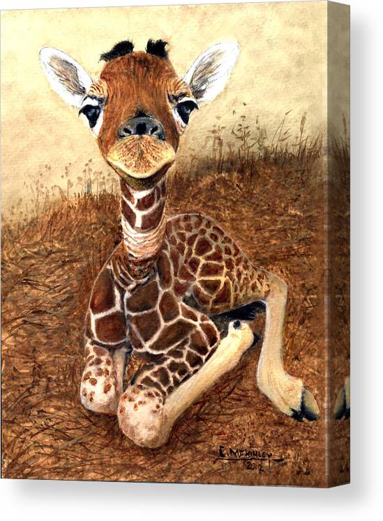 Giraffe Canvas Print featuring the painting Baby Giraffe by Carl McKinley