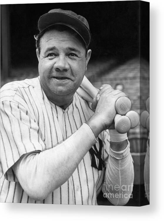 Charity Benefit Canvas Print featuring the photograph New York Yankee Babe Ruth by Bettmann