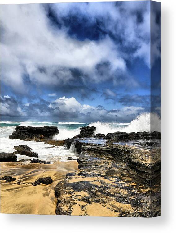 Waves Canvas Print featuring the photograph Oahu Shoreline by Donald J Gray