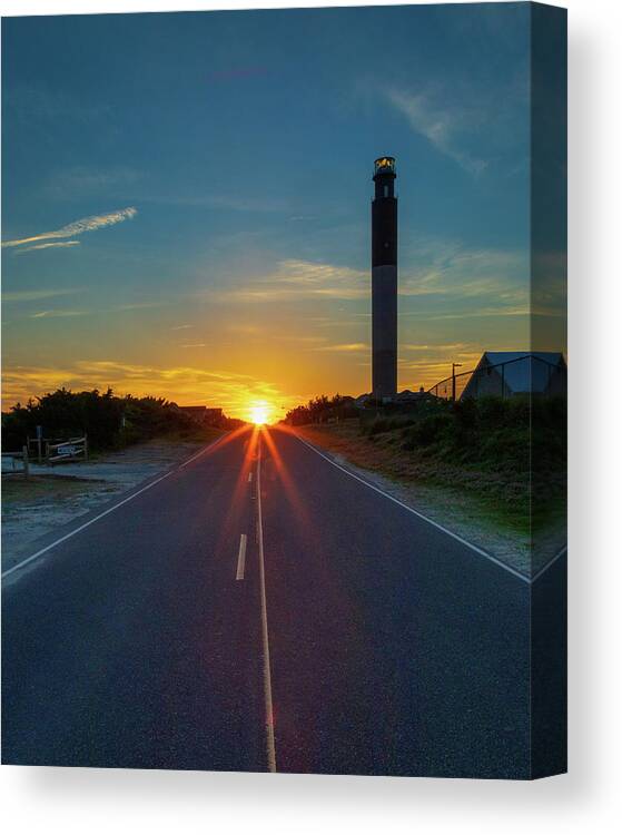 Oak Island Canvas Print featuring the photograph Oak Island Lighthouse henge by Nick Noble